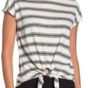 Max Studio Striped Front Tie Tshirt Multicolored